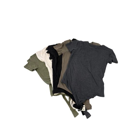 Nuuds Multicolor Short Sleeve Bodysuit Lot Of 5 Soft Basic Minimalist Womens M/L - Picture 1 of 8